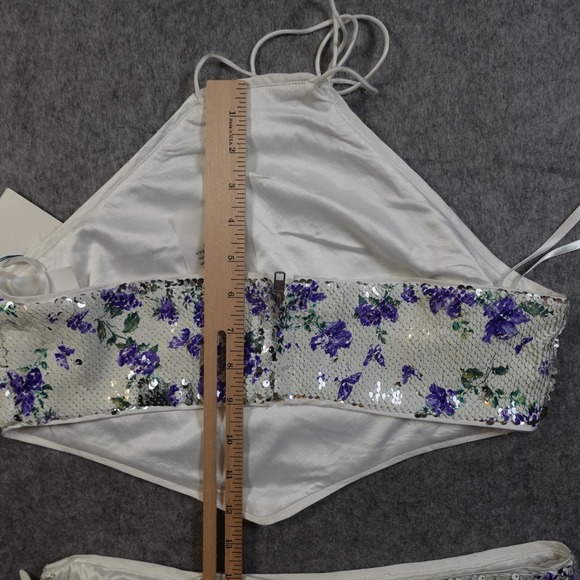 Majorelle Skirt Top Set Medium NWT Tamara Sequin Purple Butterfly Floral Cropped - Picture 12 of 16